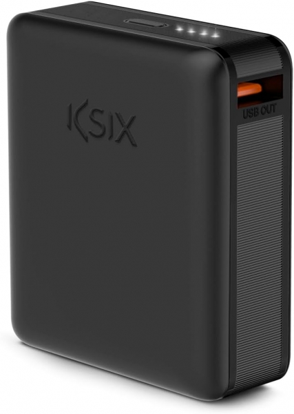 Ksix Powerbank Nano 10 000 mAh - Format de poche - Power Delivery - 22,5 W - Câble USB-C vers USB-C - Chargement simultané - Couleur Noir