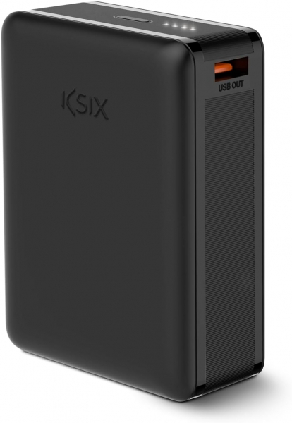 Ksix Powerbank Nano 20 000 mAh - Format de poche - Power Delivery - 22,5 W - Câble USB-C vers USB-C - Chargement simultané - Couleur Noir