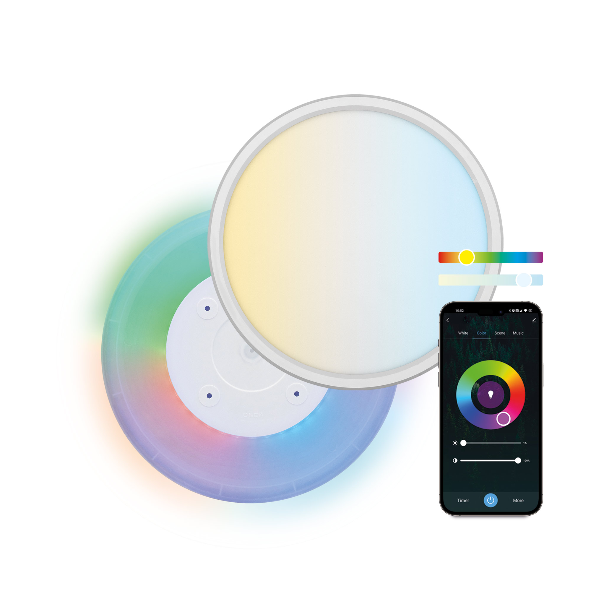 Ksix Smartled Plafond Intelligent Duo - CCT-RGB - Contrôle par APP - 24W - 42cm