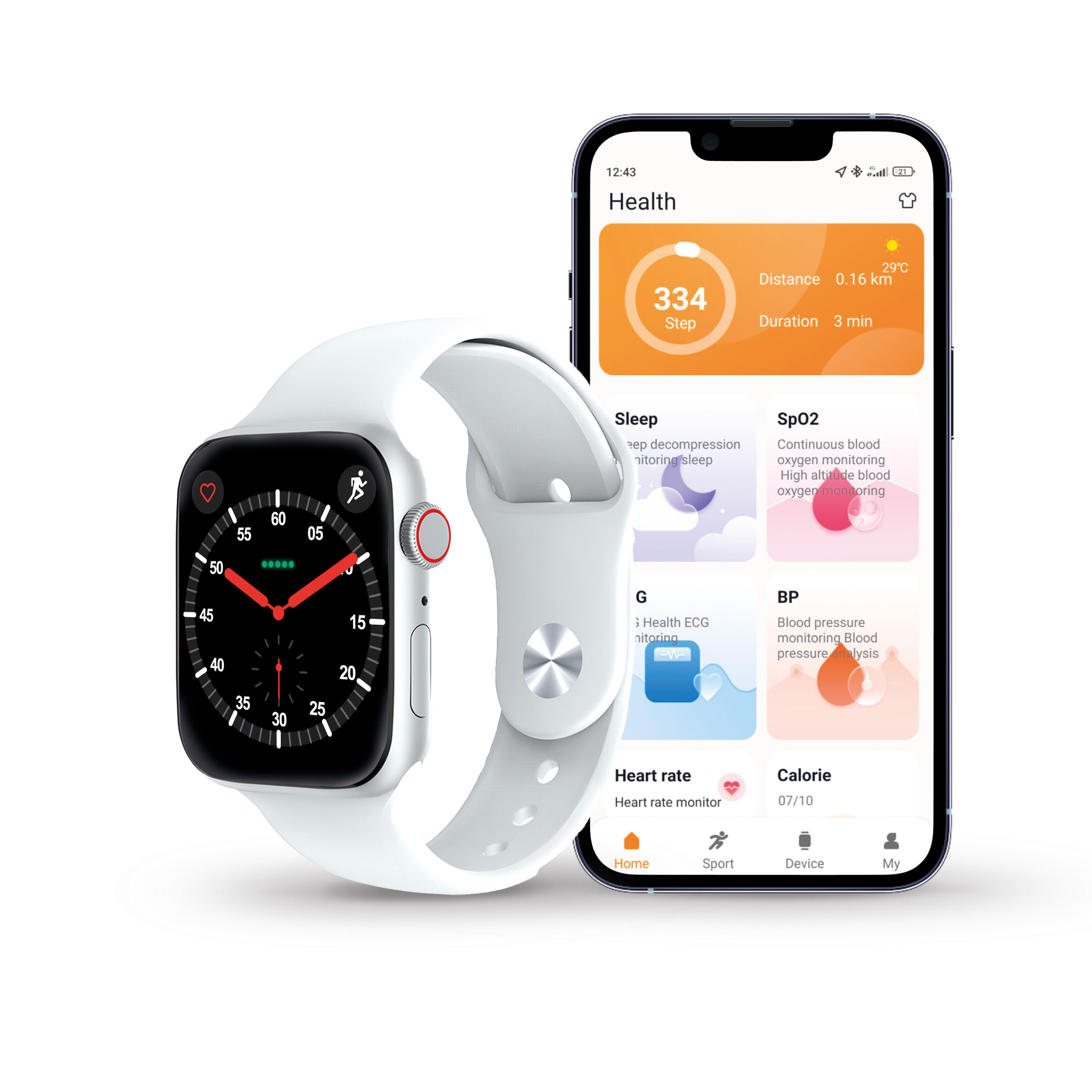 Ksix Smartwatch Urban 4 - Fréquence Cardiaque - Surveillance du Sommeil - Couleur Blanc