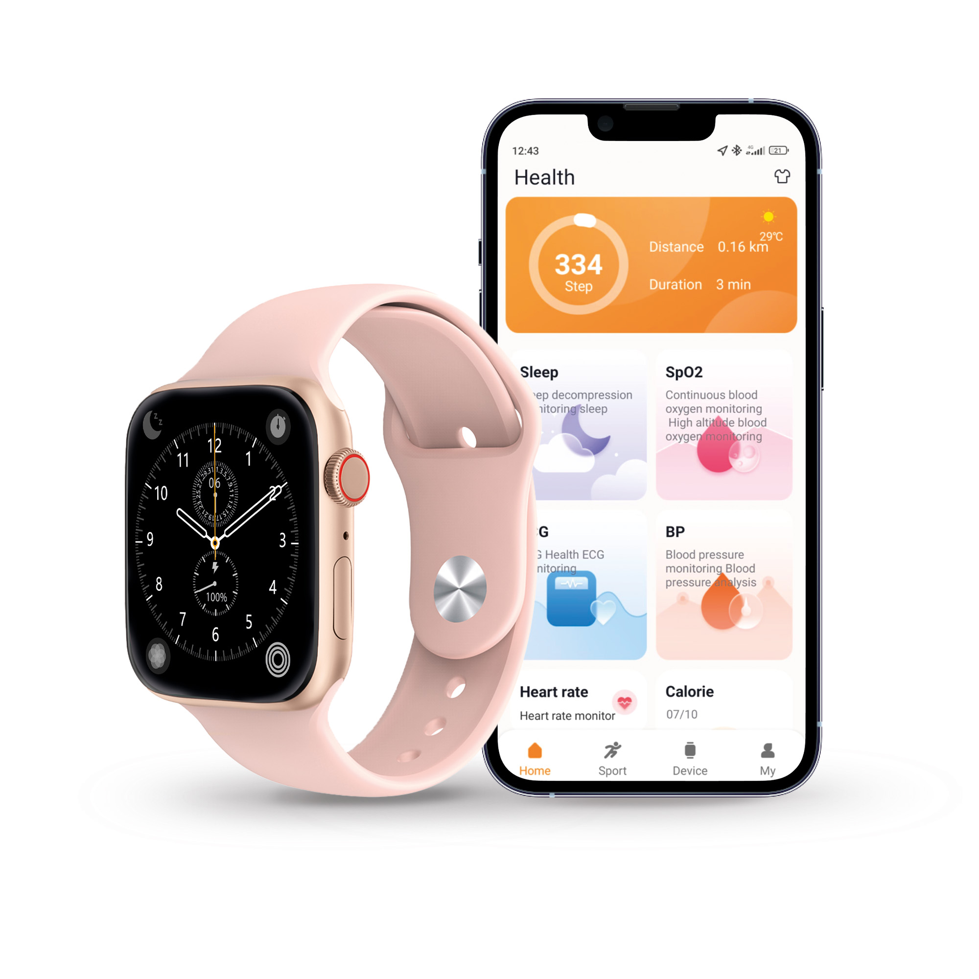 Ksix Smartwatch Urban 4 - Fréquence Cardiaque - Surveillance du Sommeil - Couleur Rose