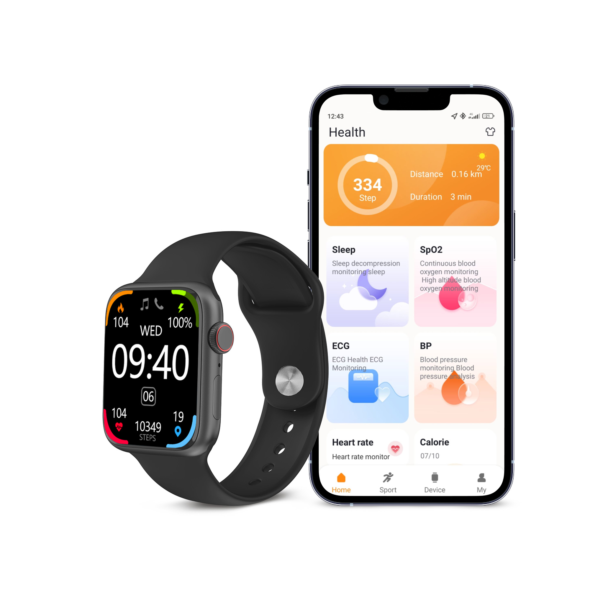 Ksix Smartwatch Urban 4 Mini - Fréquence Cardiaque - Surveillance du Sommeil - Couleur Noir