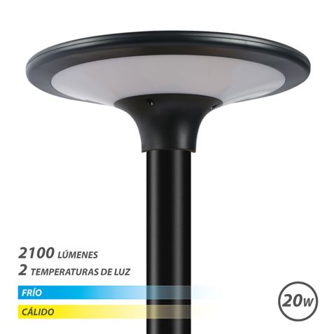 Lampadaire Solaire LED Elbat 20W 2100Lm 3000K/6000K - Couleur Noir