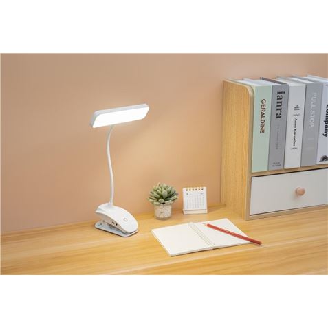 Lampe LED XO avec Batterie et Pince - 3 Températures de Lumière - Pliable - Couleur Blanc