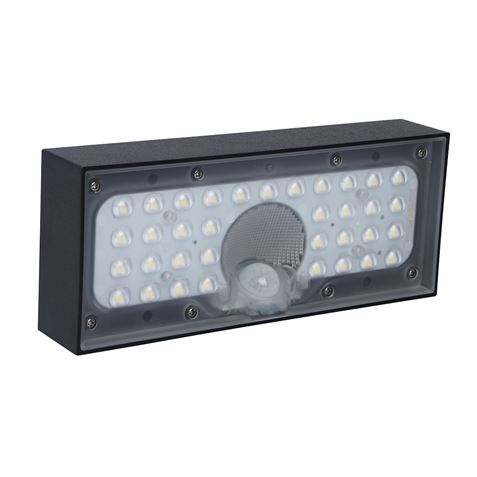 Lampe Solaire LED Elbat - 230X97X42,7mm - 6W, 900 Lumens - Lumière Blanche 4000K - Détecteur de Mouvement - Couleur Noir