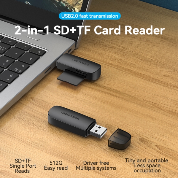 Lecteur de carte externe USB 2.0 Convention - Noir