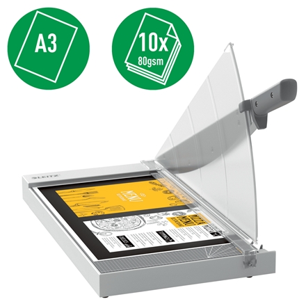 Leitz Precision Home Office A3 Paper Cisaille - Coupe jusqu'à 10 feuilles - Format A3 - Cutter en acier rectifié avec précision