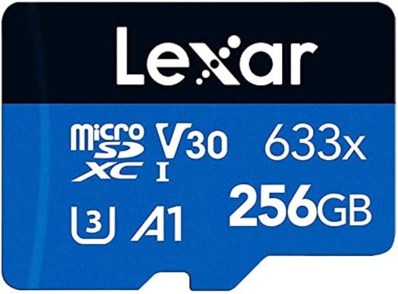 Lexar 633x Carte mémoire microSDXC UHS-I haute performance 256 Go – Vitesses de lecture jusqu'à 100 Mo/s – Adaptateur SD inclus – Bleu