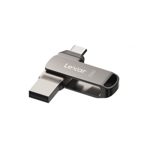 Lexar D400 JumpDrive Dual Drive USB 3.1 Type-C Mémoire 256 Go - Transferts rapides jusqu'à 130 Mo/s - Conception rotative et résistante - Compatible USB Type-C et Type-A - Couleur Gris