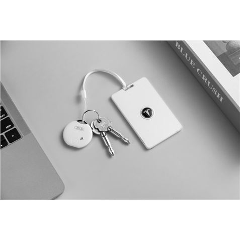 Localisateur Anti-Perte Bluetooth XO - Dimensions 38,5x32,x8,5mm - Certifié Apple Mfi - Connexion avec Apple Find My App - Couleur Blanc