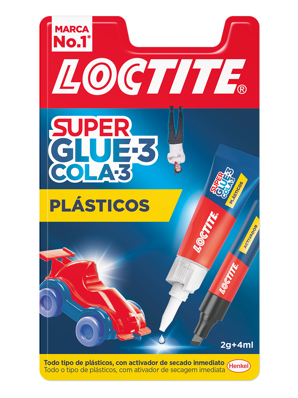 Loctite Superglue-3 Difficile Plastics Bl 4 ml + 2gr - Colle transparente et liquide - Formulé pour les plastiques difficiles - Facile à étaler - Comprend activateur au format marqueur