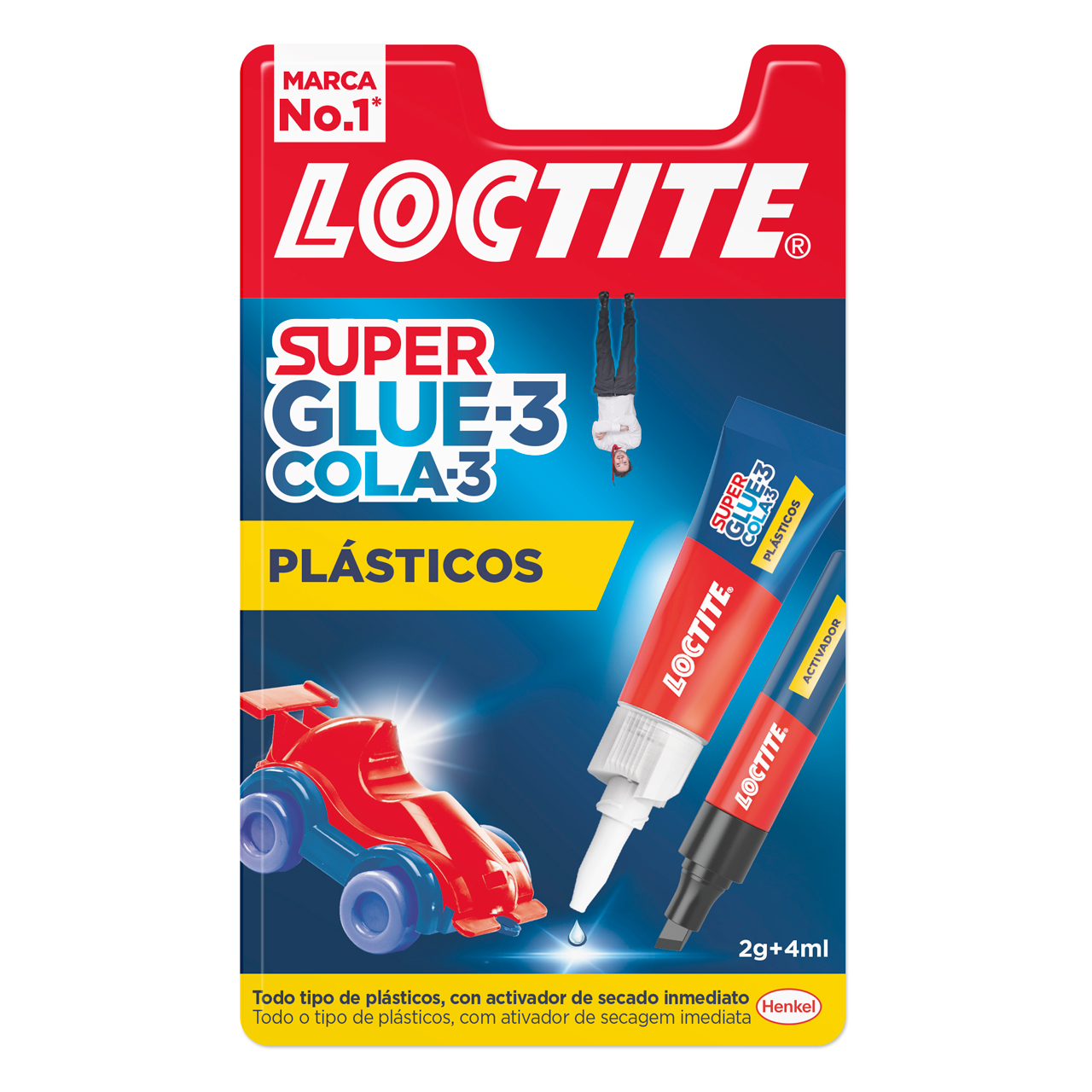 Loctite Superglue-3 Difficile Plastics Bl 4 ml + 2gr - Colle transparente et liquide - Formulé pour les plastiques difficiles - Facile à étaler - Comprend activateur au format marqueur