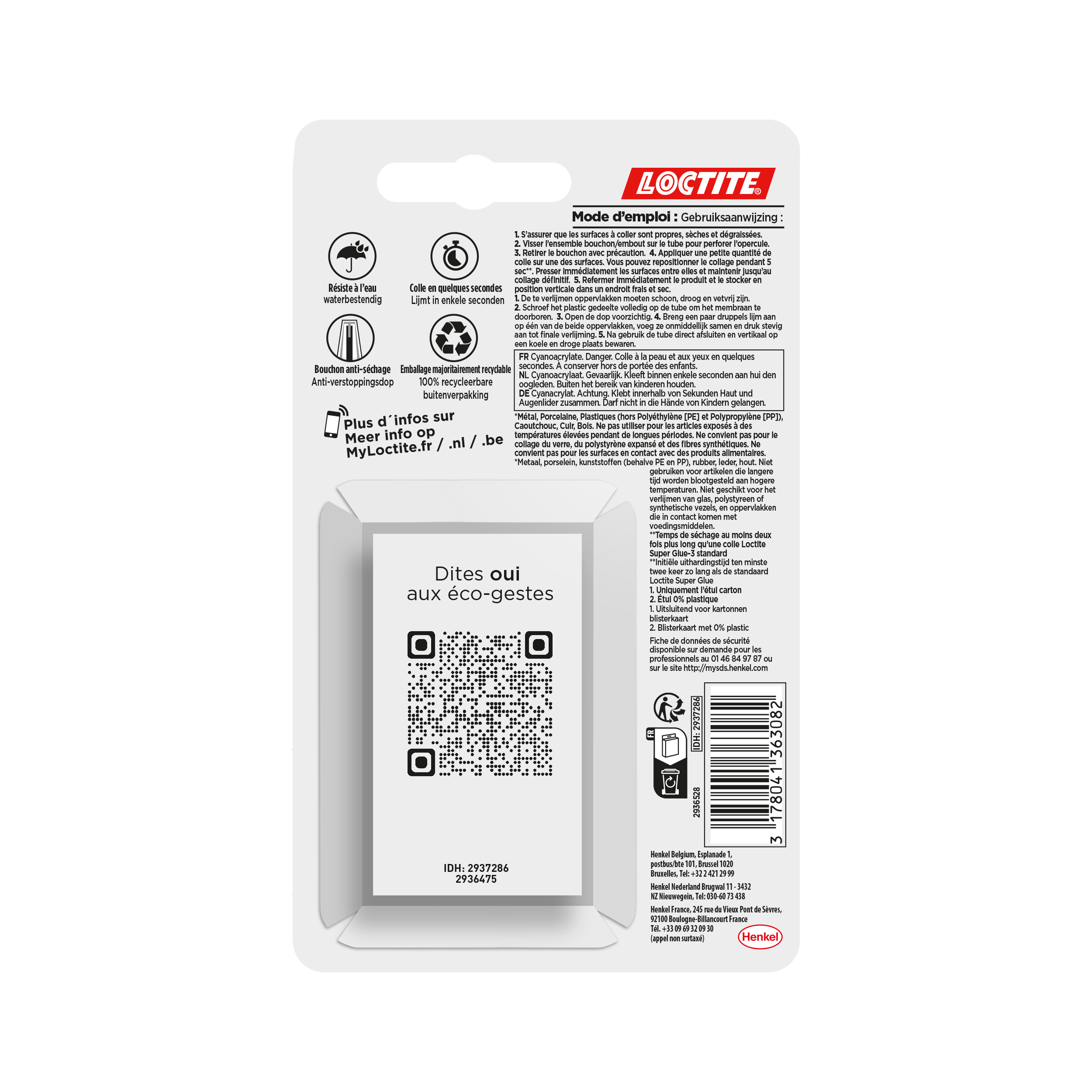 Loctite Superglue-3 Gel Repositionnable 3gr - Adhésif instantané et sans odeur - Joints précis et transparents - Idéal pour surfaces poreuses ou verticales - Adhésif multimatériaux