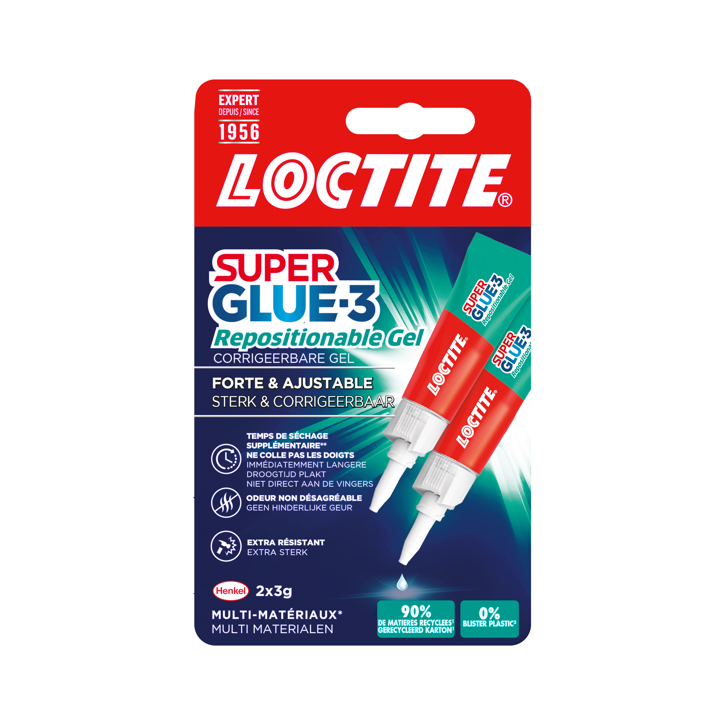 Loctite Superglue-3 Gel Repositionnable 3gr - Adhésif instantané et sans odeur - Joints précis et transparents - Idéal pour surfaces poreuses ou verticales - Adhésif multimatériaux