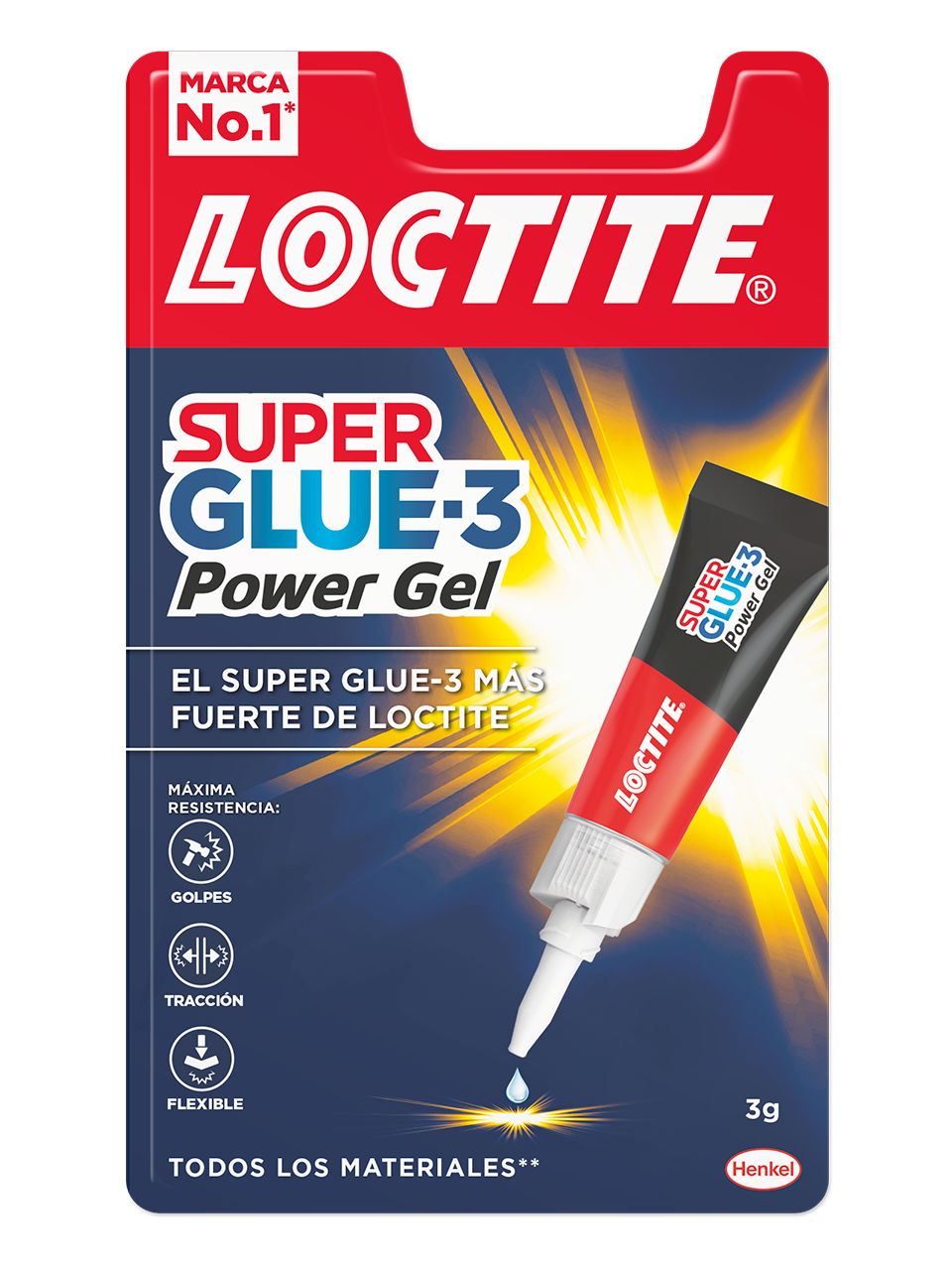 Loctite Superglue-3 Power Gel 3gr - Adhésif instantané flexible et extra fort - Formule gel enrichie en particules de caoutchouc - Résistant aux chocs. Torsions et vibrations