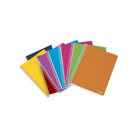 LOT de 10 Ancor Classic Stripes Carnet à spirales ligné horizontal format folio – 80 feuilles 90 g – Couverture plastique – Couleurs assorties