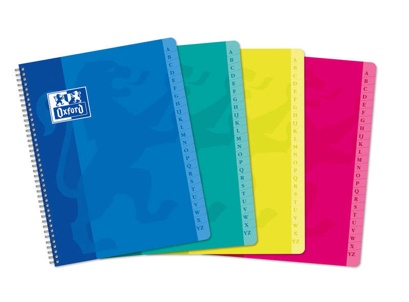 LOT de 10 Oxford Classic A5+ Carnet à spirales Couverture souple – 90 feuilles – Grille 5 x 5 – Couleurs assorties