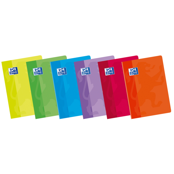 LOT de 10 Oxford School Classic A5+ Carnet agrafé à couverture souple – Règle 3.5 avec marge – 48 feuilles – Couleurs assorties