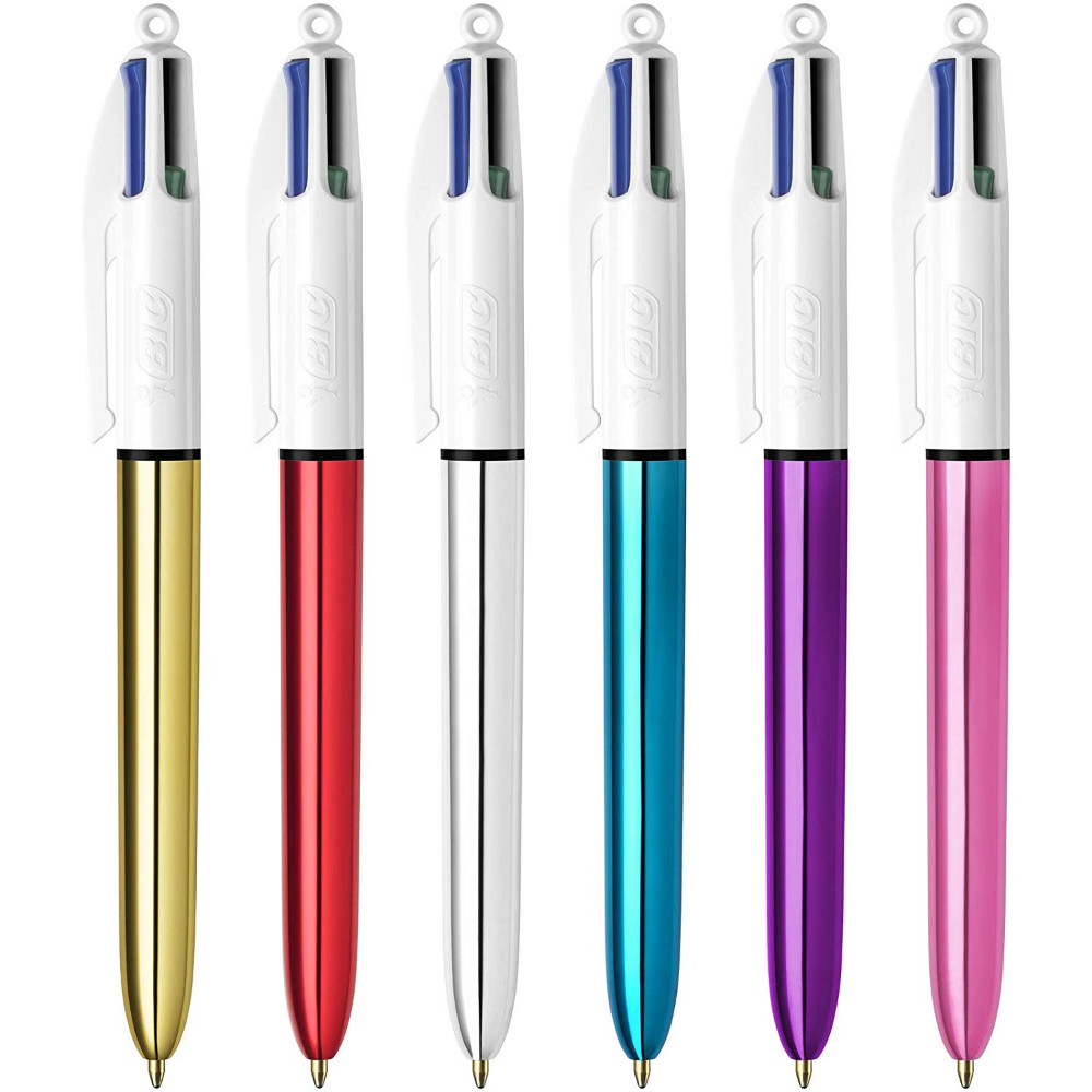 LOT de 12 Bic 4 Couleurs Shine Stylo à bille