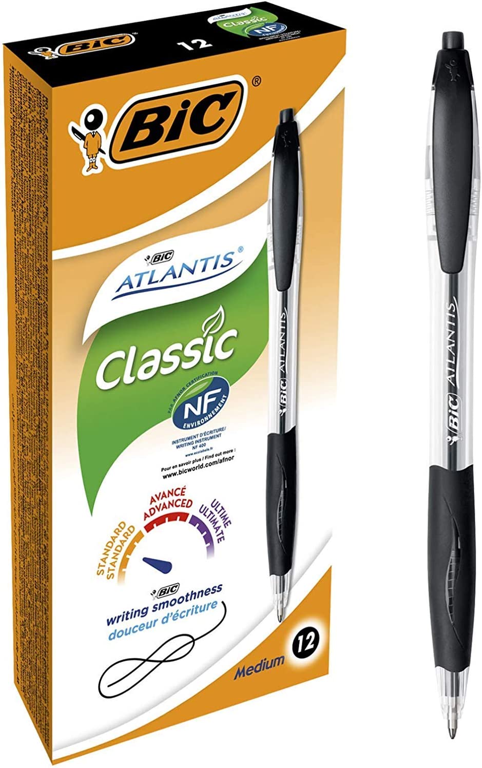 Lot de 12 stylos Bic Atlantis - Noir