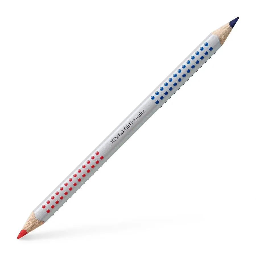 LOT de 12 Faber-Castell Crayon bicolore triangulaire Jumbo Grip - Zone de préhension - Respectueux de l'environnement - Mine incassable - Couleur rouge/bleu