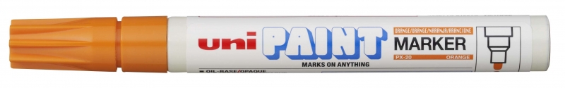 LOT de 12 Marqueur de peinture Uni-ball PX-20 - Marqueur de peinture - Pointe acrylique ogive 2,2-2,8 mm - Permanent sur toutes les surfaces - Résistant à la lumière et à l'eau - Couleur orange