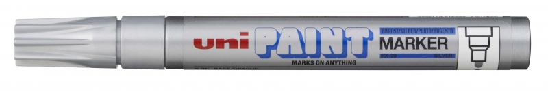 LOT de 12 Marqueur de peinture Uni-ball PX-20 - Marqueur de peinture - Pointe acrylique ogive 2,2-2,8 mm - Permanent sur toutes les surfaces - Résistant à la lumière et à l'eau - Couleur argent