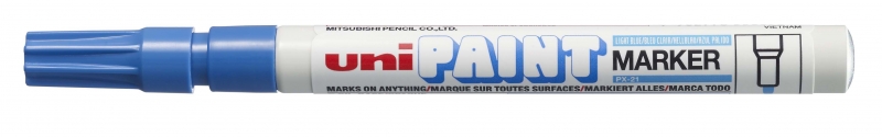 LOT de 12 Marqueur de peinture Uni-ball PX-21 - Marqueur de peinture - Pointe acrylique ogive 0,8-1,2 mm - Permanent sur toutes les surfaces - Léger et résistant à l'eau - Corps en aluminium - Couleur bleu clair