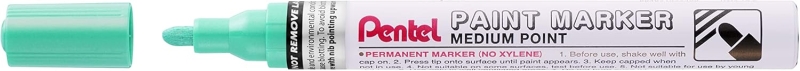 LOT de 12 Marqueur peinture Pentel - Pointe moyenne 4,5 mm - Permanent sur toutes les surfaces - Résistant à la lumière et à l'eau - Corps en aluminium - Couleur vert perle