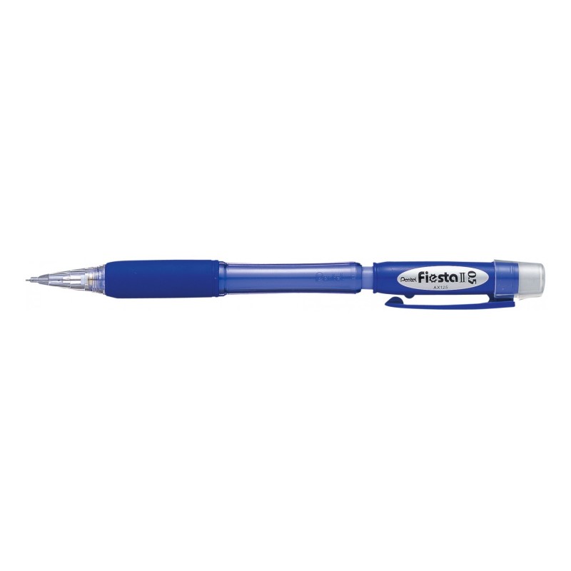 LOT de 12 Pentel Fiesta II Porte-mine HB 0,5 mm avec caoutchouc – Comprend 2 recharges – Poignée en caoutchouc – Design ergonomique – Couleur bleue