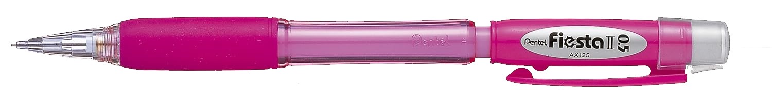 LOT de 12 Pentel Fiesta II Porte-mine HB 0,5 mm avec caoutchouc – Comprend 2 recharges – Poignée en caoutchouc – Design ergonomique – Couleur rose