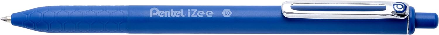 LOT de 12 Pentel iZee Stylo à bille rétractable - Pointe 0,7 mm - Course 0,35 mm - Clip en métal - Couleur bleue