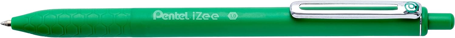 LOT de 12 Pentel iZee Stylo à bille rétractable - Pointe 0,7 mm - Course 0,35 mm - Clip en métal - Couleur verte