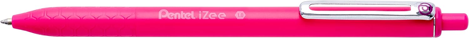 LOT de 12 Pentel iZee Stylo à bille rétractable - Pointe 0,7 mm - Course 0,35 mm - Clip en métal - Couleur rose