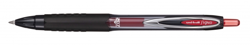 LOT de 12 Rouleau encreur Uni-ball UMN-207E - Pointe sphérique 0,7 mm - Poignée en caoutchouc anti-fatigue - Encre pigmentée légère et résistante à l'eau - Couleur rouge