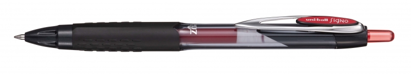 LOT de 12 Rouleau encreur Uni-ball UMN-207E - Pointe sphérique 0,7 mm - Poignée en caoutchouc anti-fatigue - Encre pigmentée légère et résistante à l'eau - Couleur rouge