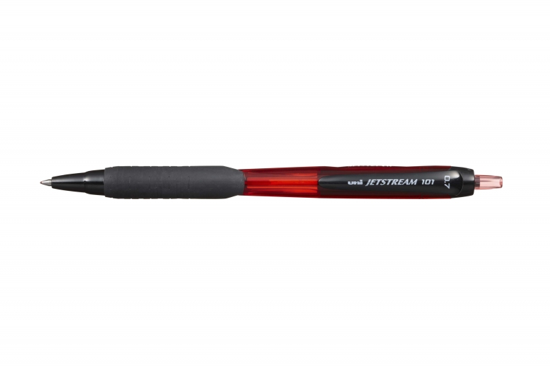 LOT de 12 Stylo à bille Uni-ball JetStream SXN-101-07 - Pointe à bille 0,7 mm - Encre à séchage instantané - Idéal pour gaucher - Couleur rouge