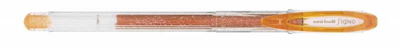 LOT de 12 Stylo à encre gel Uni-ball Signo Sparkling UM-120SP - Pointe boule 1 mm - Encre pigmentée résistante à l'eau et à la lumière - Effet pailleté - Couleur orange