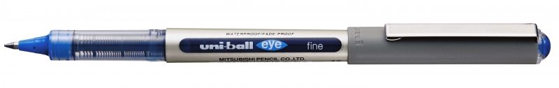 LOT de 12 Stylo à encre liquide Uni-ball Eye Fine UB-157 - Pointe sphérique de 0,7 mm - Encre résistante à l'eau et à la lumière - Système de contrôle de l'encre - Couleur bleue