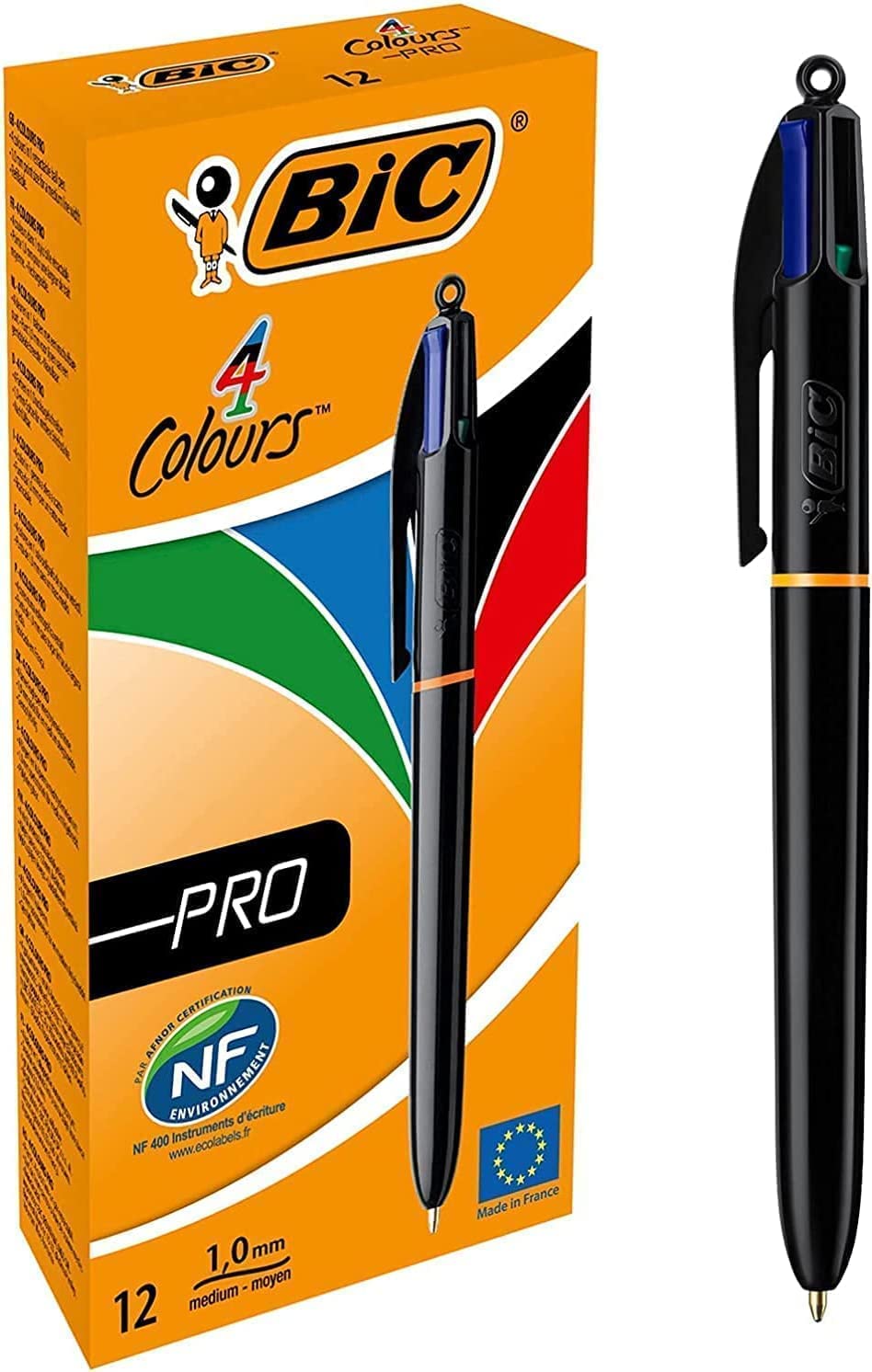 Lot de 12 Bic Stylo Bille 4 Couleurs