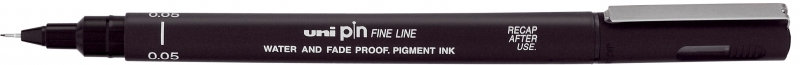 LOT de 12 Stylo marqueur calibré Uni-ball PIN05-200(S) - Pointe polyacétal 0,5 mm - Encre pigmentée résistante à l'eau et à la lumière - Couleur noire