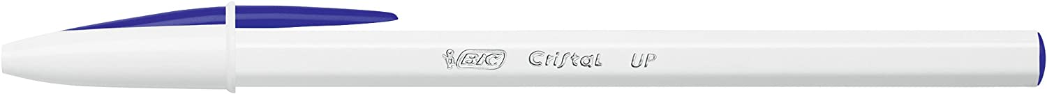 LOT de 20 Stylo bille Bic Cristal Up - Pointe 1,2 mm - Encre à base d'huile - Corps blanc - Couleur bleue