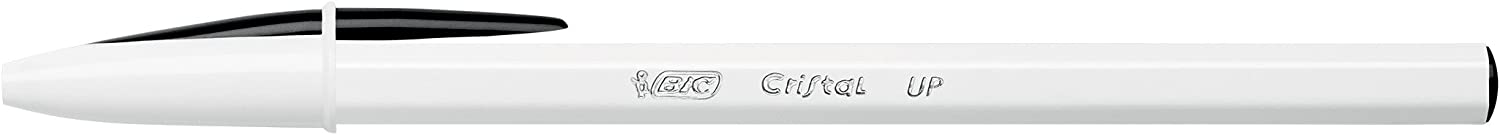 LOT de 20 Stylo bille Bic Cristal Up - Pointe 1,2 mm - Encre à base d'huile - Corps blanc - Couleur noire