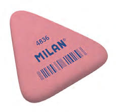 LOT de 36 Milan 4836 Gomme Triangulaire Flexible - Chapelure - Caoutchouc Synthétique - Emballé Individuellement - Couleur Rose