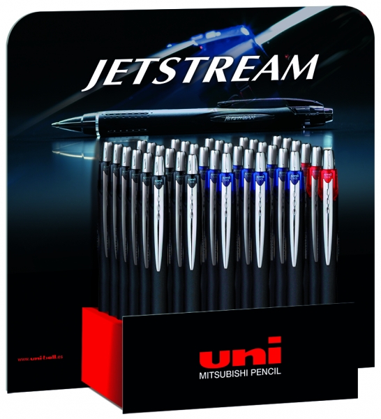 LOT de 36 Uni-ball JetStream SXN-210 Présentoir de 36 stylos rétractables - Pointe boule 1 mm - Encre pigmentée résistante à l'eau et à la lumière - Séchage instantané - Idéal pour gauchers - Couleurs assorties