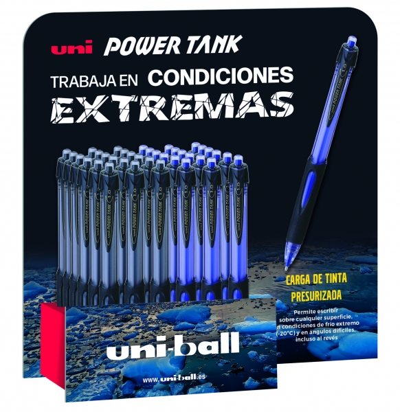 LOT de 36 Uni-ball SN-220/3D Power Tank Présentoir de 36 stylos - Pointe sphérique de 1 mm - Chargement sous pression - Écrit sur n'importe quelle surface - Résiste à des températures extrêmes - Couleurs assorties