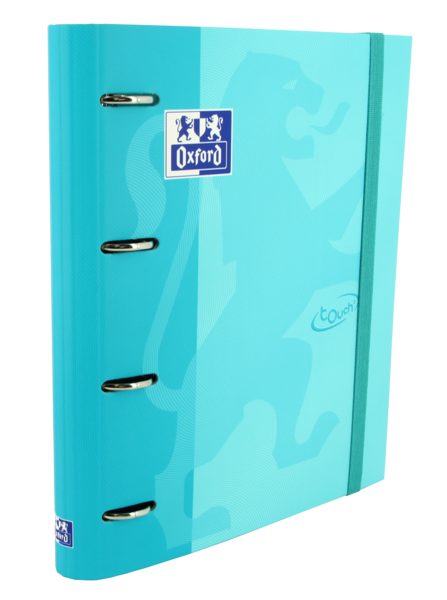 LOT de 4 Classeur européen Oxford Touch A4+ - Couverture extra-rigide résistante - Dos 45 mm - Anneaux 4Dx35 mm - Recharge 5x5 incluse - Couleur bleu pastel