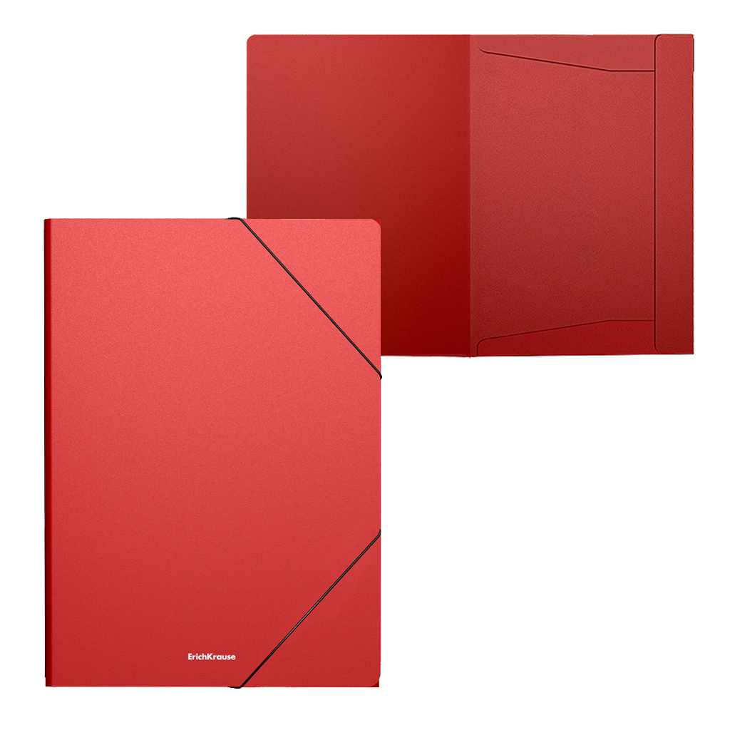 LOT de 4 Erichkrause Matt Classic Flap Folders - A4 - Couleur Rouge