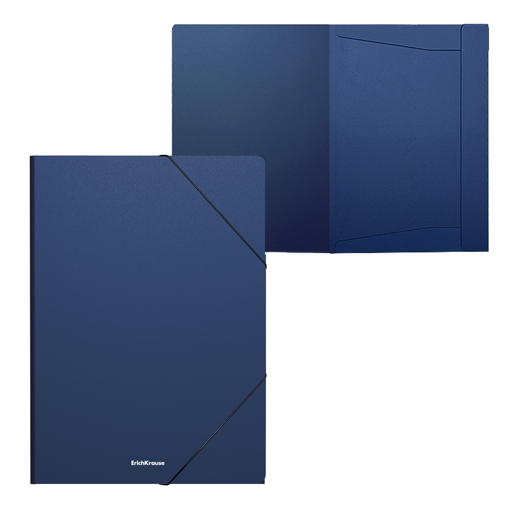 LOT de 4 Erichkrause Matt Classic Flap Folders - Format A4 - Couleur Bleu