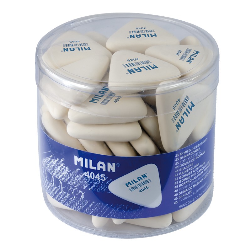 LOT de 45 Milan 4045 Gomme Flexible Triangulaire - Chapelure - Caoutchouc Synthétique - Couleur Blanc